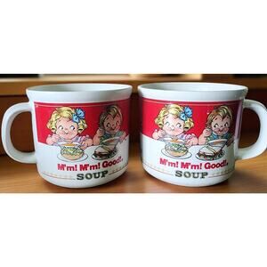 Vintage Campbell's Soup Mug M’m! M’m! Good! Soup Westwood 1989 Set of 2 See Pic